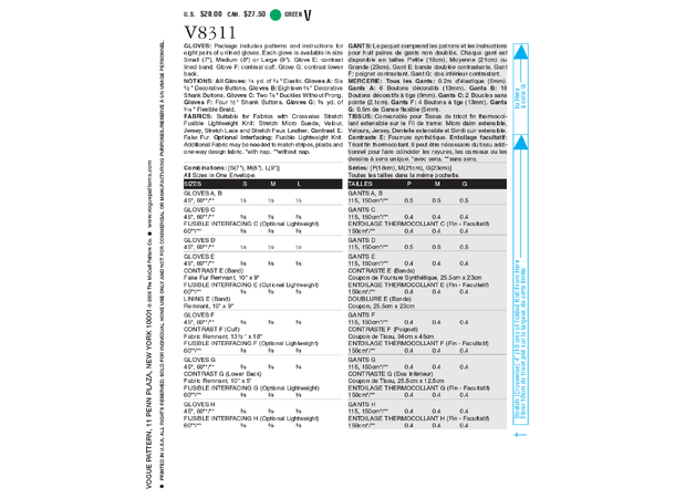 Vogue 8311 - Hansker.