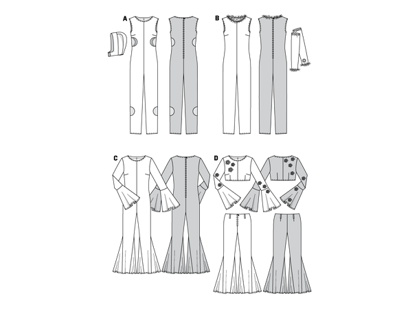 Burda 2511 - Sett med jumpsuit kostymer