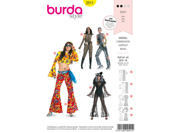 Burda 2511 - Sett med jumpsuit kostymer