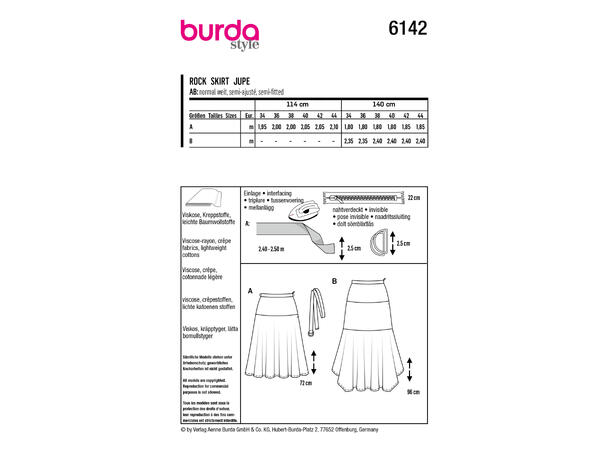 Burda 6142, Skjørt