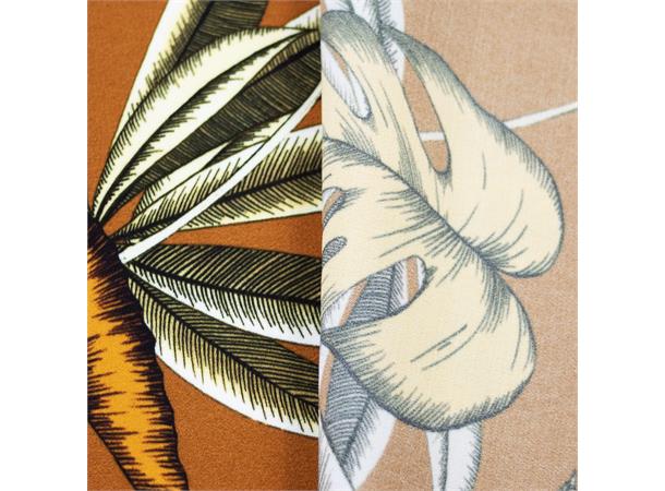 Mønstret, vevet viskose i lilla med blader