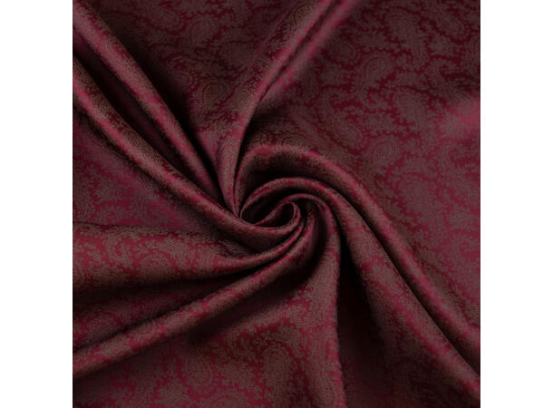 Printet fôrstoff, twill viskose i khaki/vinrød