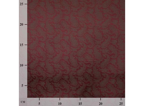 Printet fôrstoff, twill viskose i khaki/vinrød