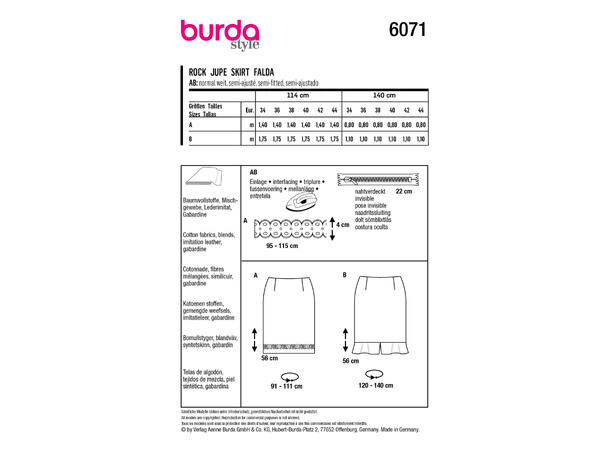 Burda 6071, Skjørt.
