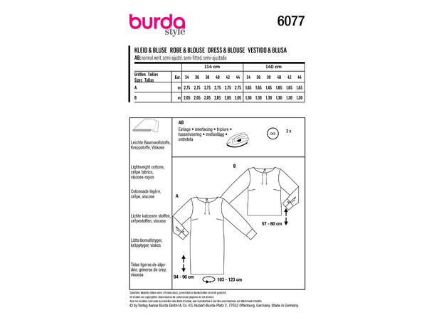 Burda 6077, Kjole og bluse