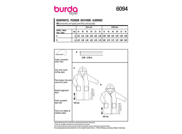 Burda 6094, Badekåpe