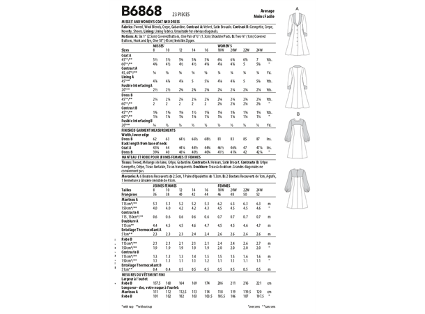 Butterick 6868 - Kåpe og kjole RR (18W-20W-22W-24W)