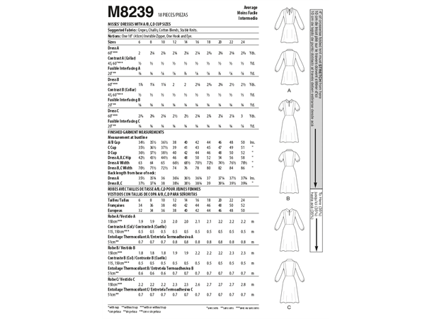 McCall's 8239 - Kjole med krage F5 (16-18-20-22-24)