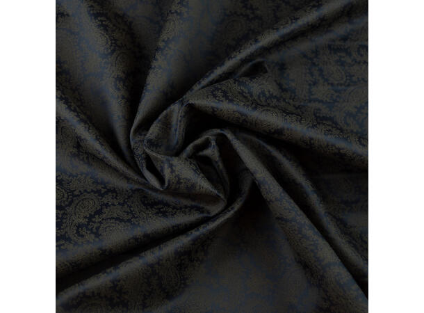 Printet fôrstoff, twill viskose i marine/khaki