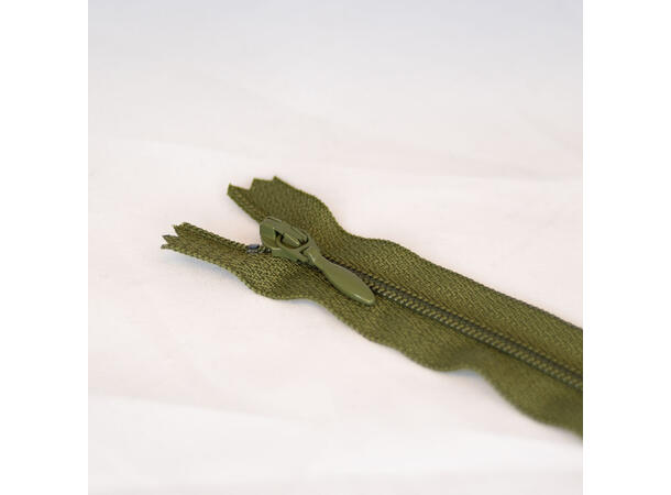 Tynn plastglidelås 35cm Khakigrønn