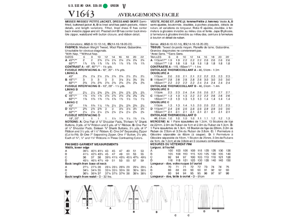 Vogue 1643 - Jakke, kjole og skjørt.