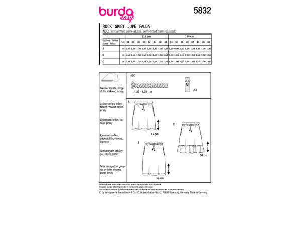 Burda 5832 - Skjørt