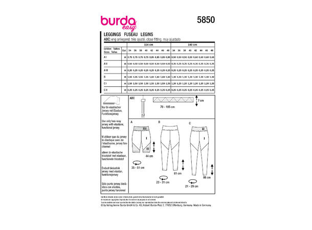 Burda 5850 - Tights