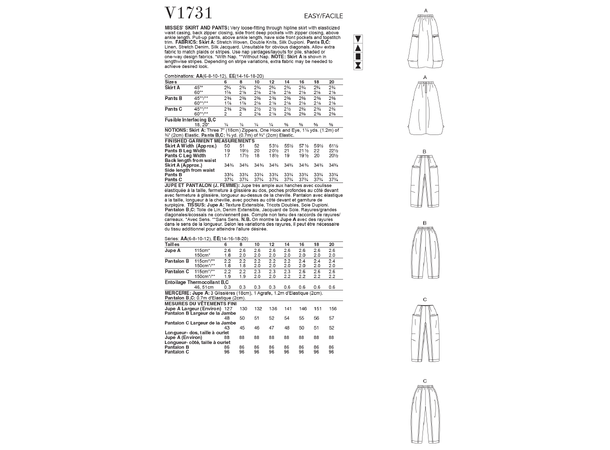 Vogue 1731 - Bukse og Skjørt
