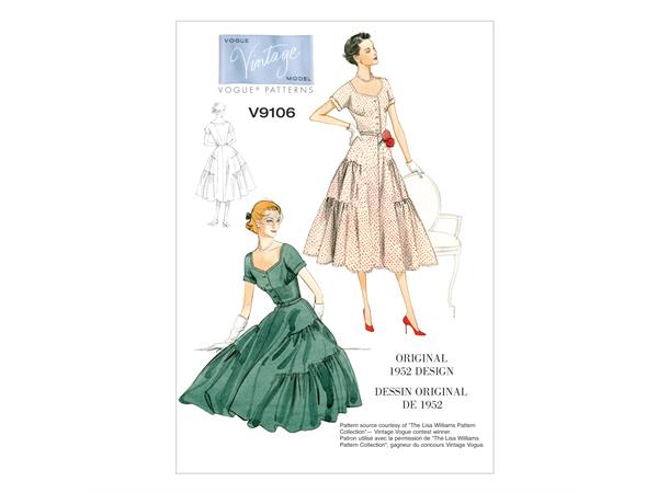 Vogue 9106 - Vintage kjole A5 (6-8-10-12-14)