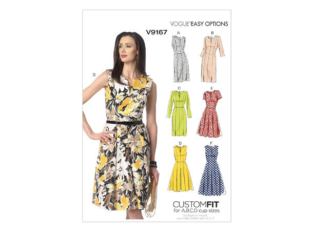 Vogue 9167 - Kjole med prinsessesøm.