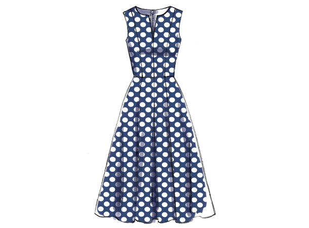 Vogue 9167 - Kjole med prinsessesøm.