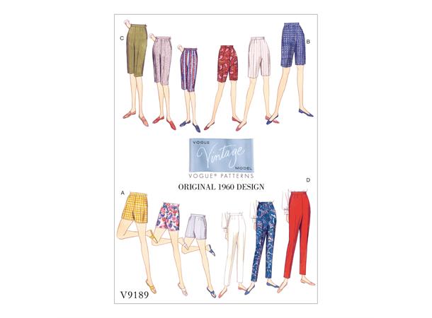 Vogue 9189 - Vintage bukse og shorts A5 (6-8-10-12-14)