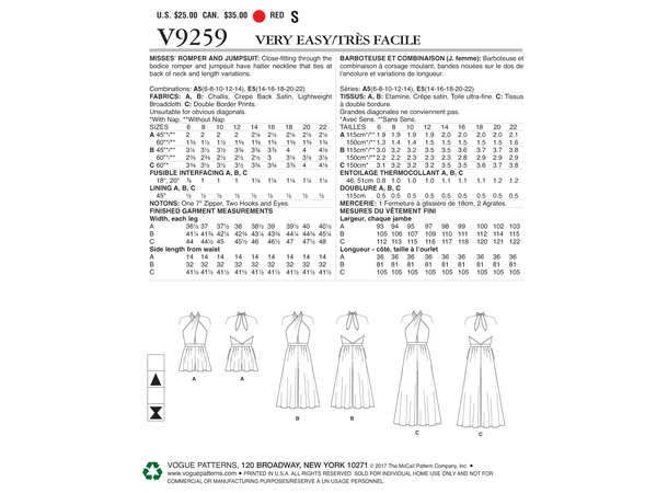 Vogue 9259 - Jumpsuit med halterneck.