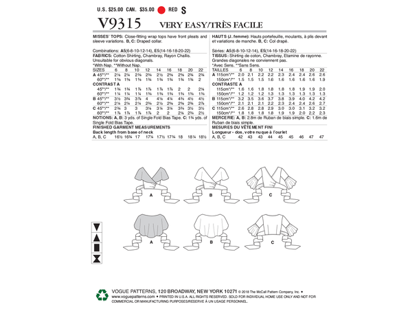 Vogue 9315 - Omslagstopp.