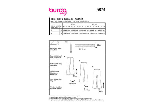 Burda 5874 - Bukse