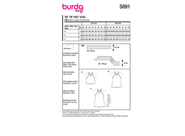 Burda 5891 - Topp