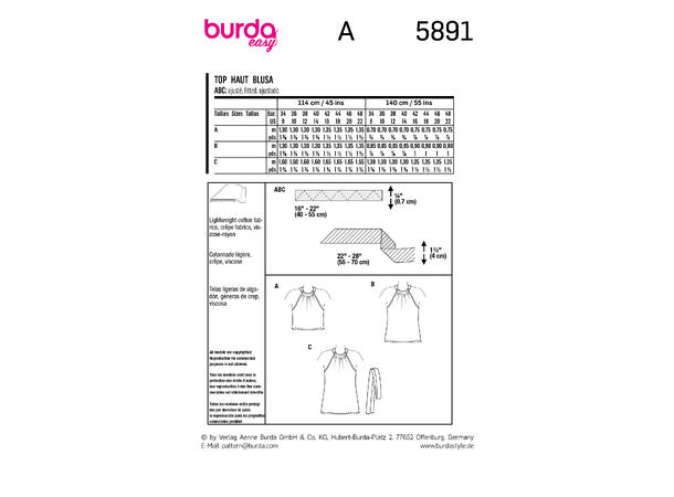 Burda 5891 - Topp
