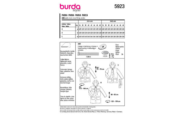 Burda 5923 - Parkasjakke