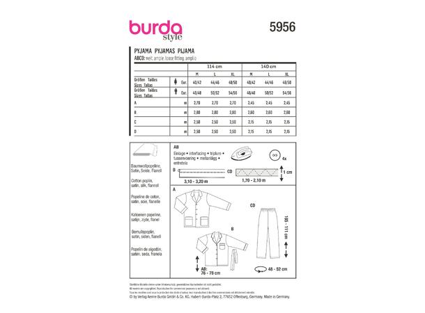 Burda 5956 - Unisex pysjamas