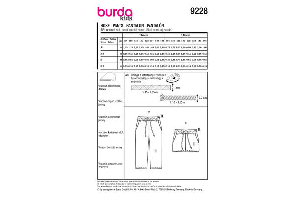 Burda 9228 - Bukse og shorts