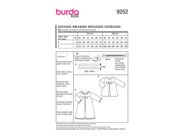 Burda 9252 - Kjole og bluse