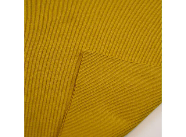 Rundstrikket smal ribb, sennepsgul