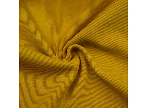 Rundstrikket smal ribb, sennepsgul