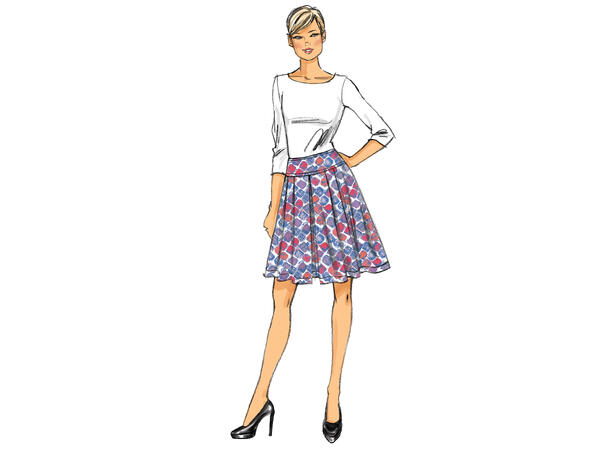 Vogue 9090 - Plissert skjørt.