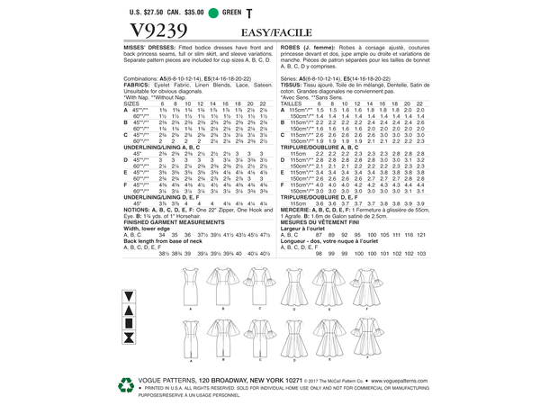 Vogue 9239 - Kjole.