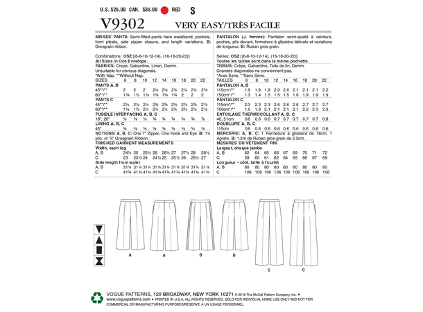 Vogue 9302 - Vide bukser.