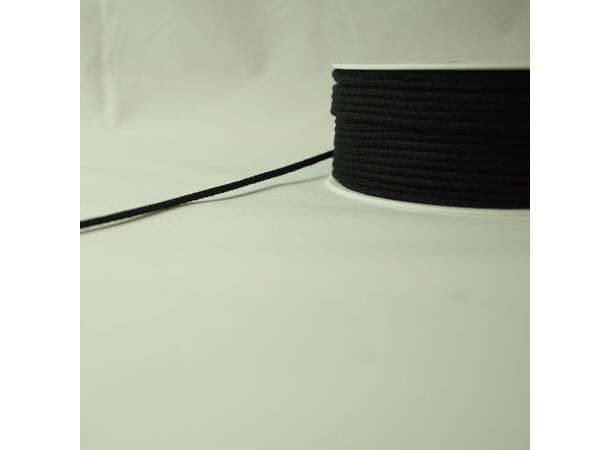 Anorakksnor, sort, 4 mm vannfast