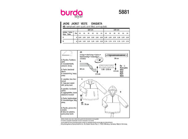 Burda 5881 - Jakke