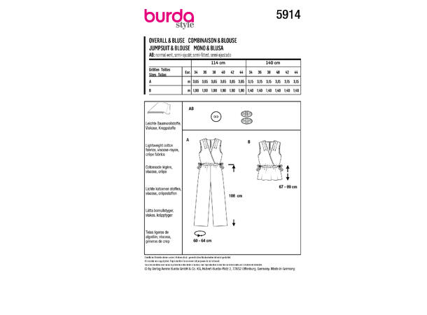 Burda 5914 - Jumpsuit og topp