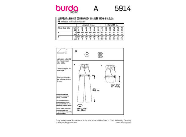 Burda 5914 - Jumpsuit og topp