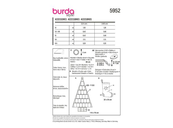 Burda 5952 - Julekalender og julestrømpe