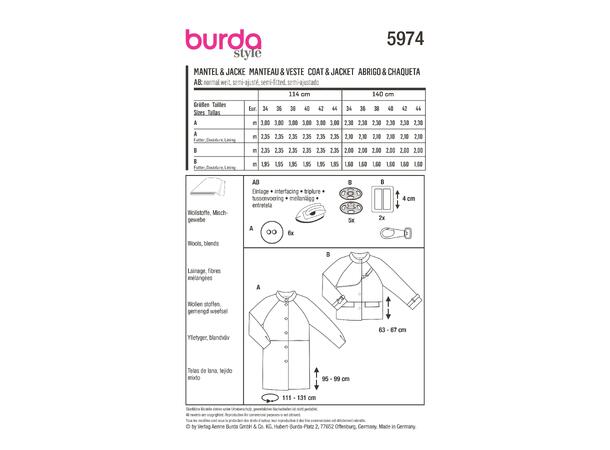 Burda 5974 - Kåpe og Jakke