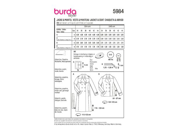 Burda 5984 - Jakke & Kåpe