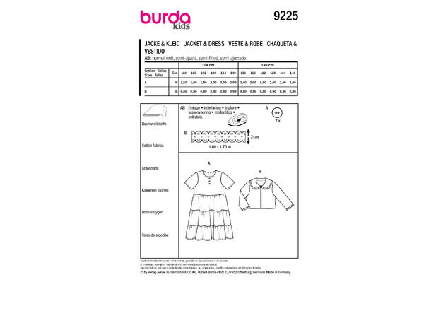 Burda 9225 - Kjole og jakke