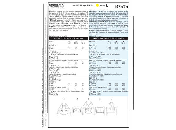 Butterick 5474- Forkle til dame