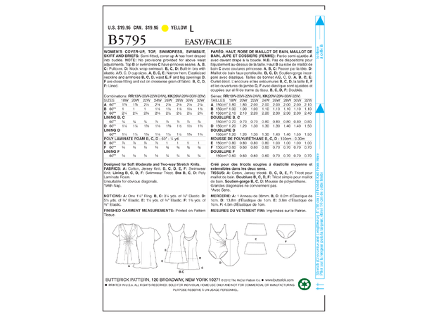 Butterick 5795, Badedrakt og cover-up