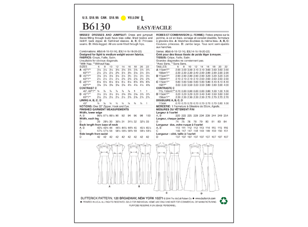 Butterick 6130- Kjoler og jumpsuit