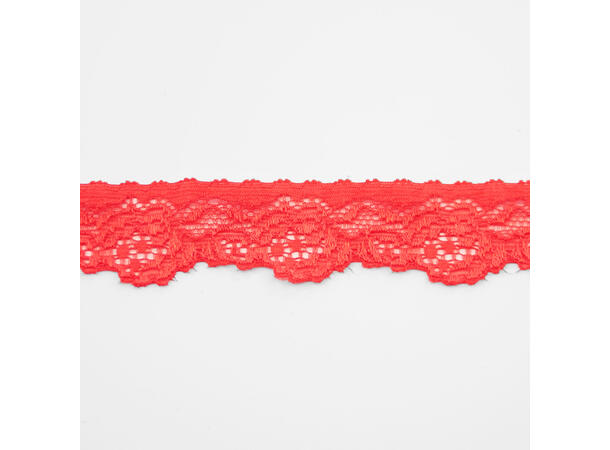 Strikk med blondekant, 20mm rød