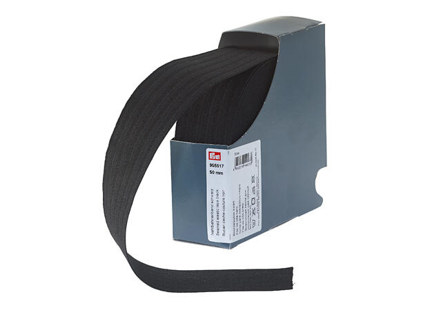 Strikk til kanting, 50 mm, sort, metervare