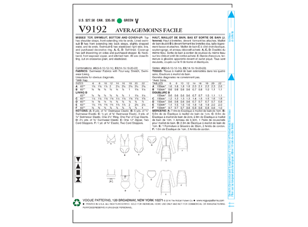 Vogue 9192 - Badetøy.